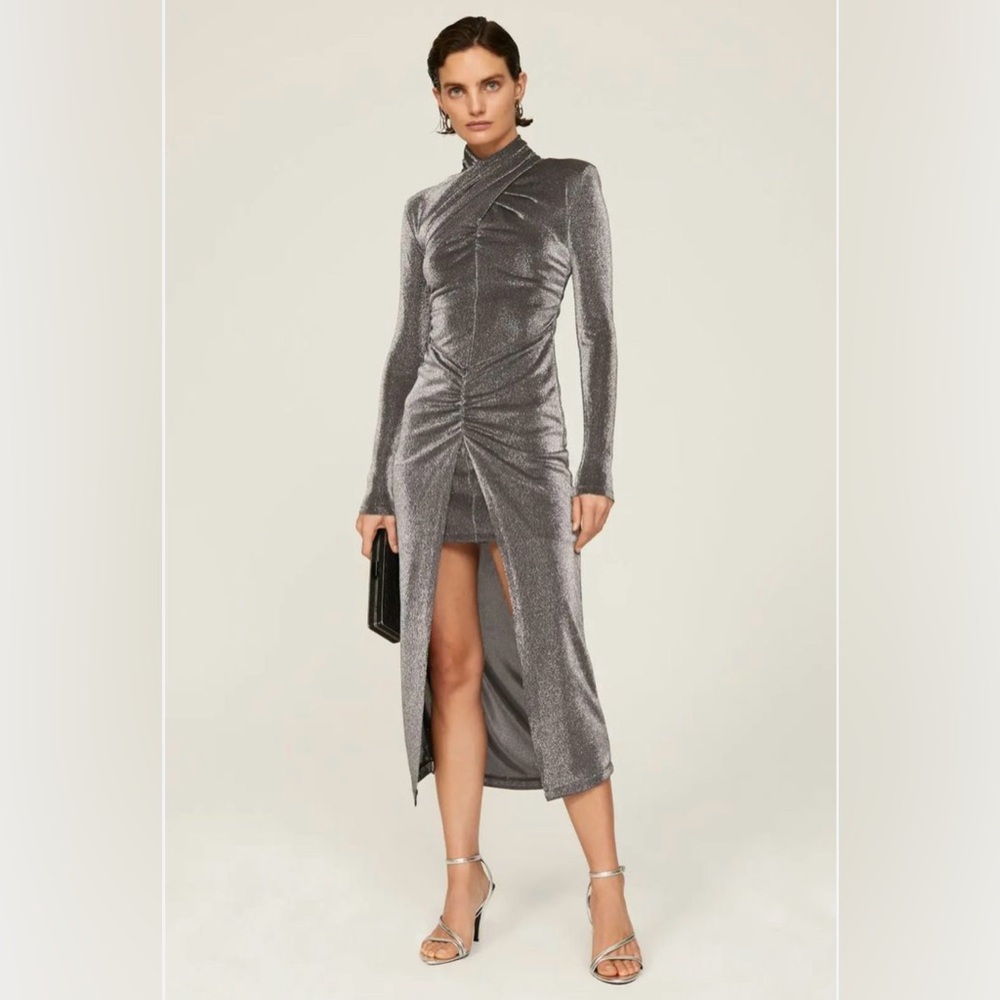 AllSaints Ayla Silver Party Dress